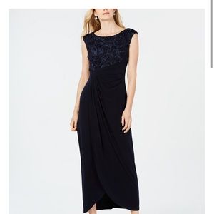 Connected faux wrap gown